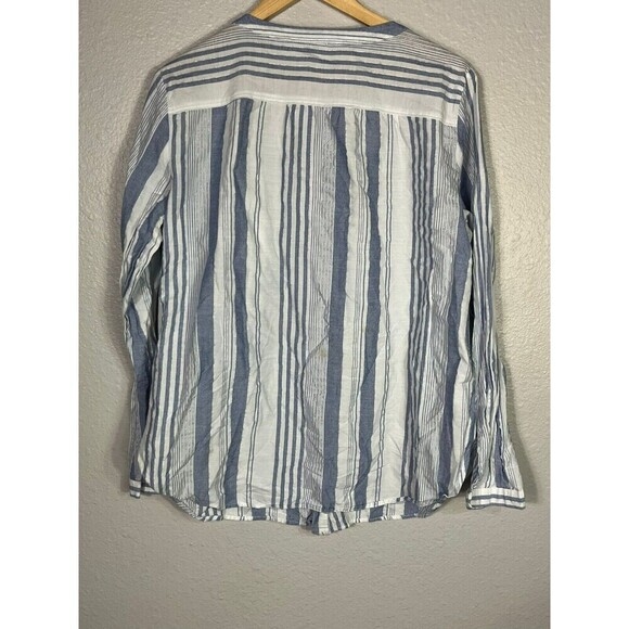 Loft Button Up Striped Blouse Top Women Large - Picture 2 of 6